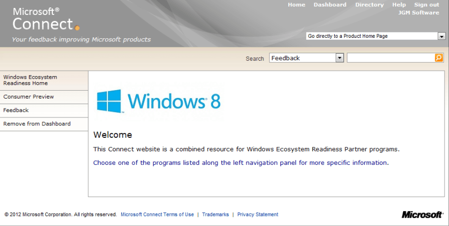 Microsoft Connect for Windows 8