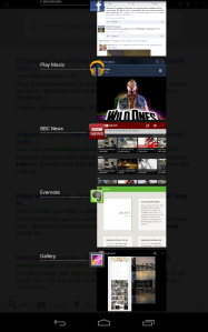 Multitasking menu in Jelly Bean