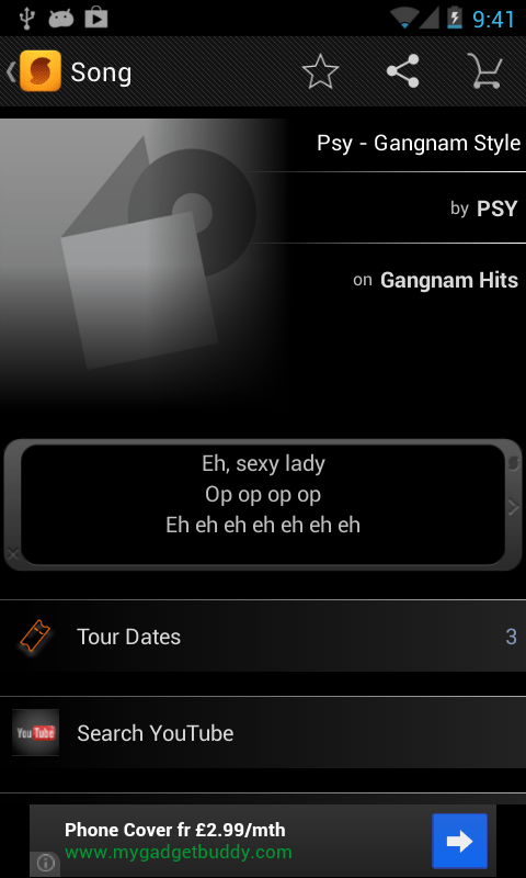 SoundHound main app displaying music results